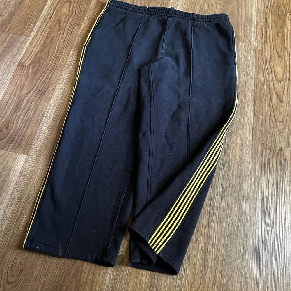 Old Navy Track Pants Mens XL Navy Blue Good Vintage 2004 Striped Wide Leg Fleece